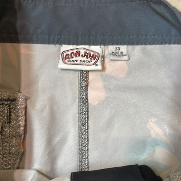Ron Jon Mens Gray Tropical Print Board Shorts Sz 30 - Picture 4 of 7